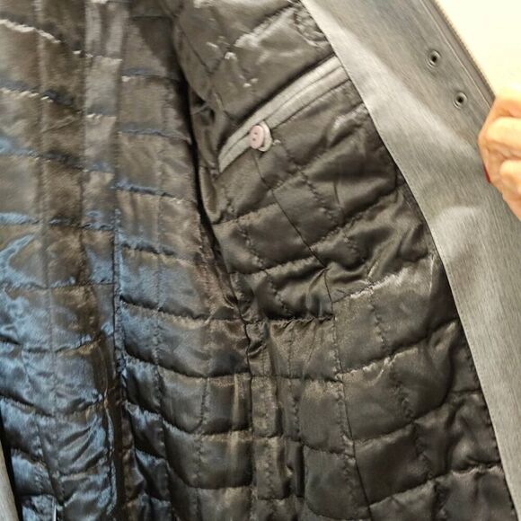 NWOT Kristen Blake Women's Gray Coat Jacket with Hood and Belt Size Large - Picture 7 of 10